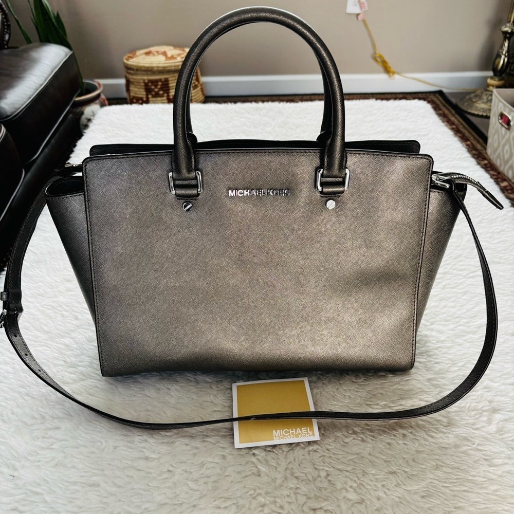 Michael Kors Metallic Olive Brown Satchel/Shoulder Bag - Picture 2 of 16